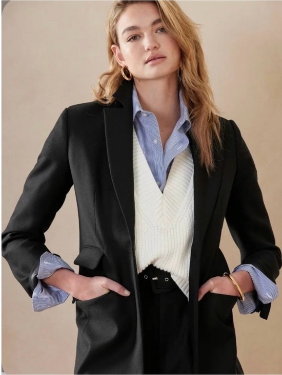 Banana Republic Jackets & Blazers - Banana Republic Lido Sculpted wool single button black professional blazer sz 12